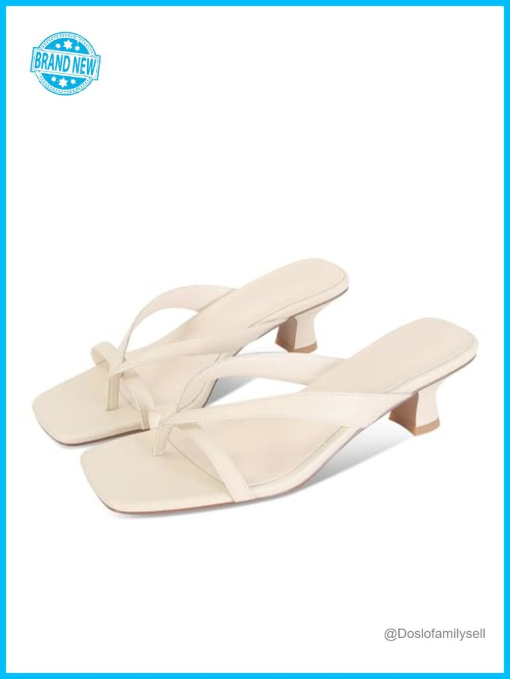 Faux Leather Kitten Heel Thong Sandals Strappy Mule Open Toe Casual Slides